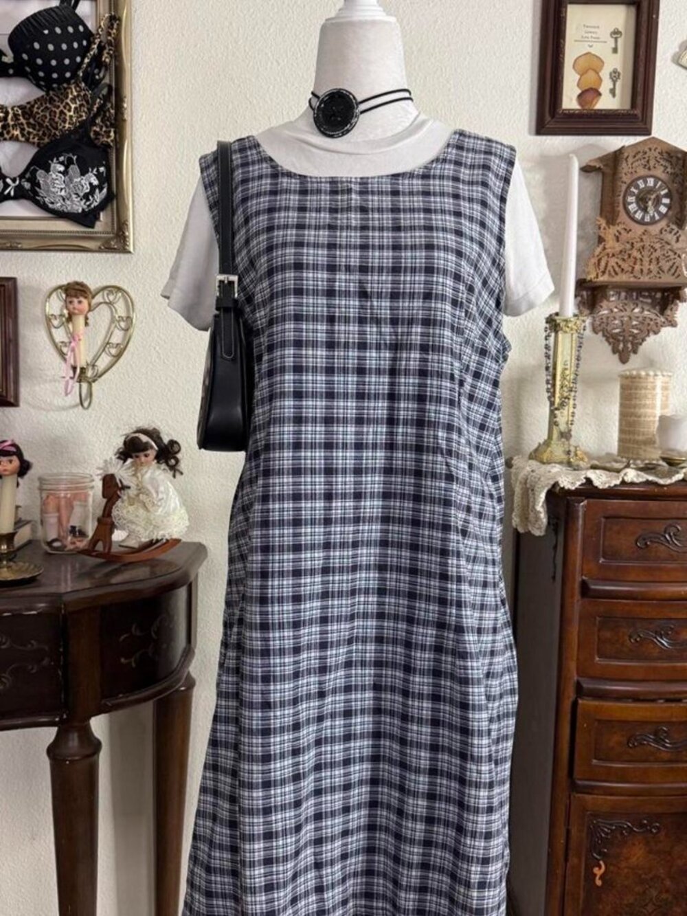 90’s preppy punk girly grunge blue plaid dress